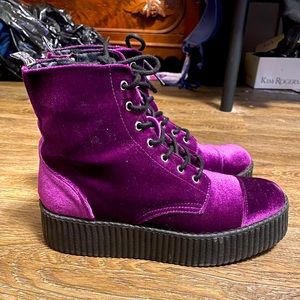 T.U.K. Purple Velvet Creeper Boots
